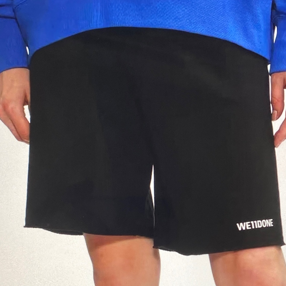 WE11DONE Men's Black Athletic Shorts with Logo